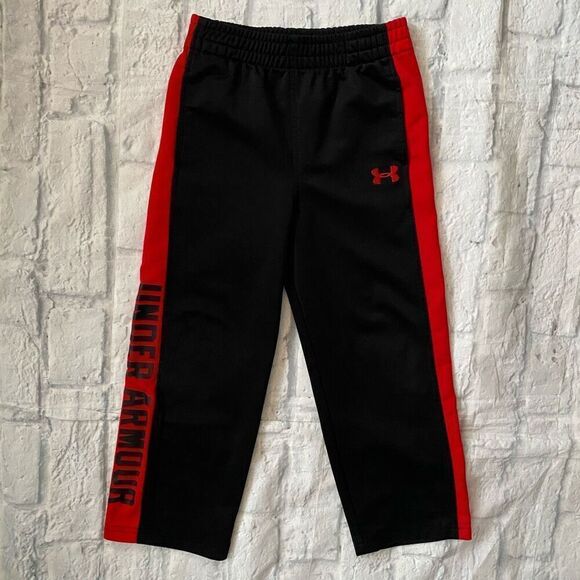 Under Armour toddler boys 4 pull on athletic pants black & red - Picture 1 of 5
